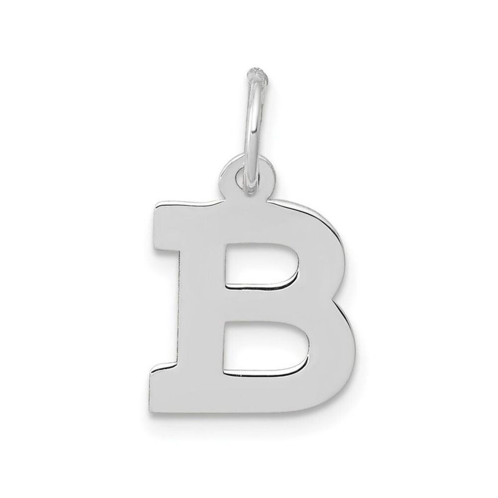 14k White Gold, Amanda Collection, Small Block Style Initial B Pendant